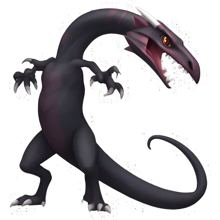 cool edgy modern black and maroon Dark-type nargacuga Salazzle Nargacuga Salandite Raptor-Pokémon full body emoji
