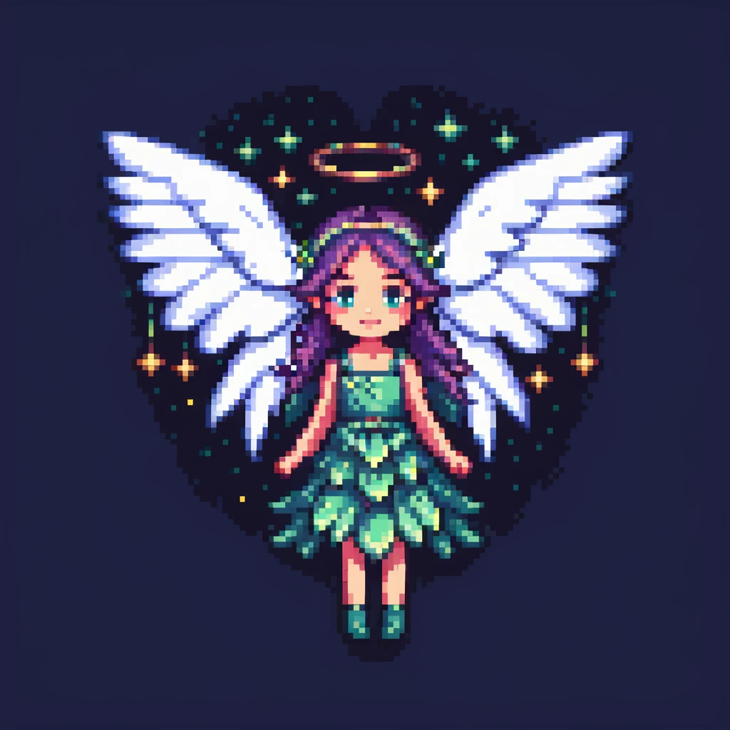 fairy with wings, night scene, surrounded by stars emoji