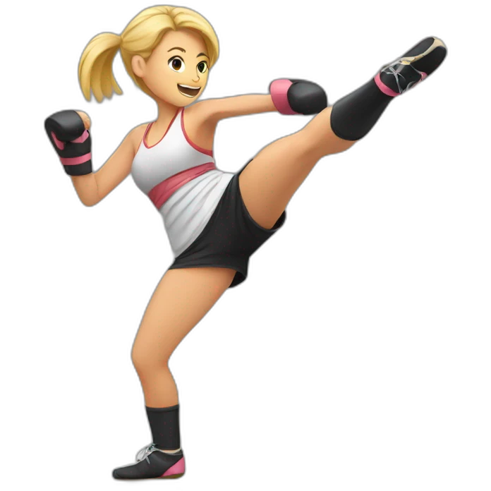 Woman kickboxing with a cast on her lag emoji