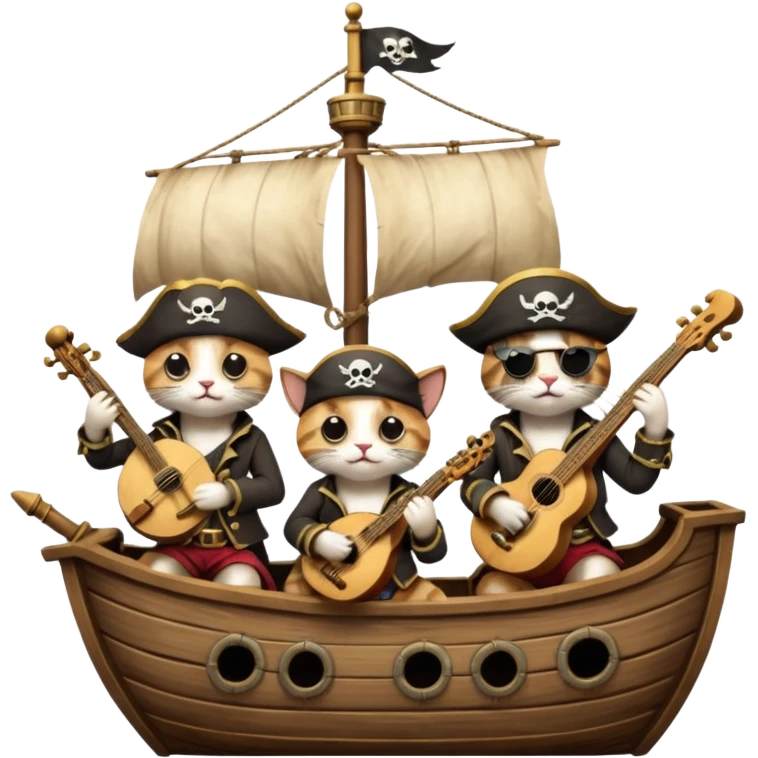 pirate cats with one eye closed with band emoji