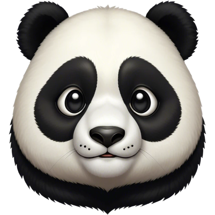 Cinematic Noble Panda Portrait Emoji, Poised and regal, with a robust, sturdy build and a strikingly contrasting black and white Fur, deep-set soulful dark eyes, Simplified yet sharp and sophisticated features, highly detailed, glowing with a soft, dignified glow, high shine, intelligent and gentle, stylized with an air of bamboo forest majesty, focused and attentive, soft glowing outline, capturing the essence of a watchful and confident companion, so majestic it feels as though it could lumber out of the screen with effortless authority! emoji