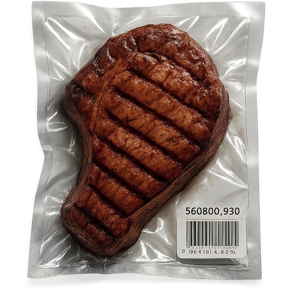 grilled steak, glossy vacuum-sealed style emoji