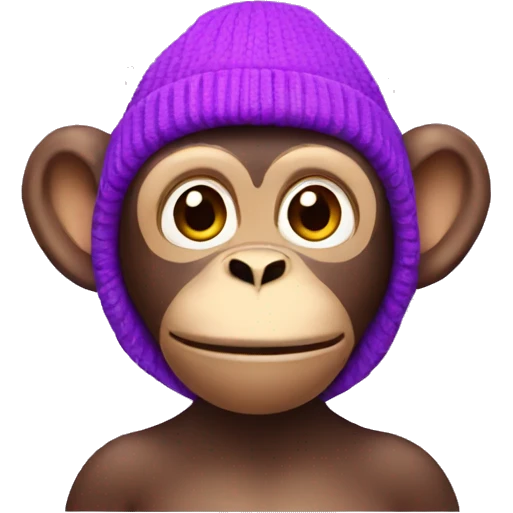 purple monke with pink beanie emoji