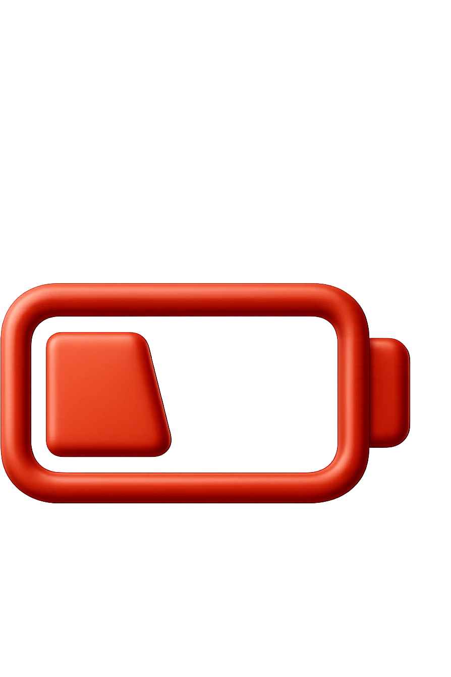 EMOJI STILE IPHONE DI UNA BATTERIA ROSSA SCARICA IN 3D emoji