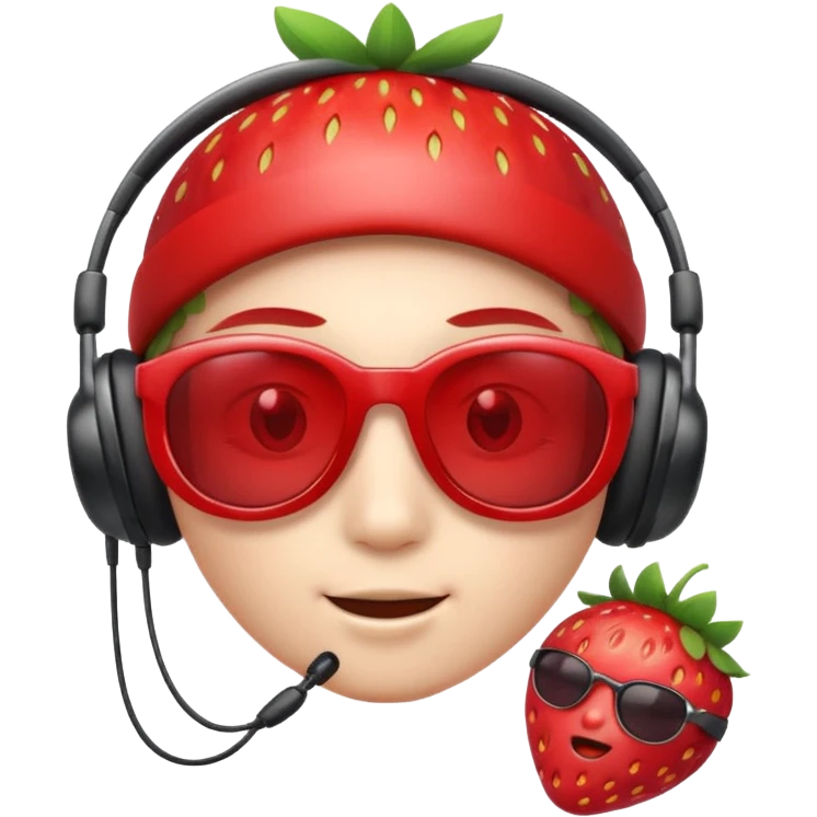 Cute strawberry wearing headset and shades emoji