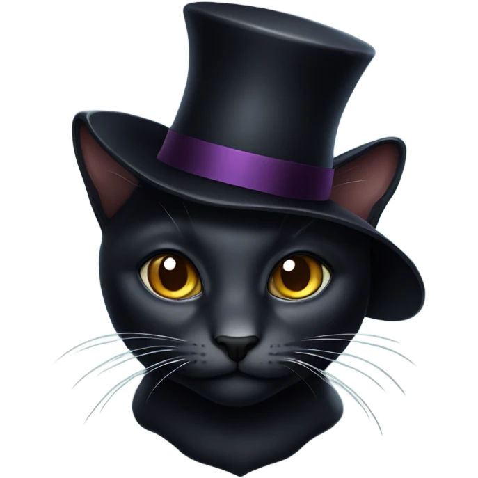 elegant dark cat with hat emoji