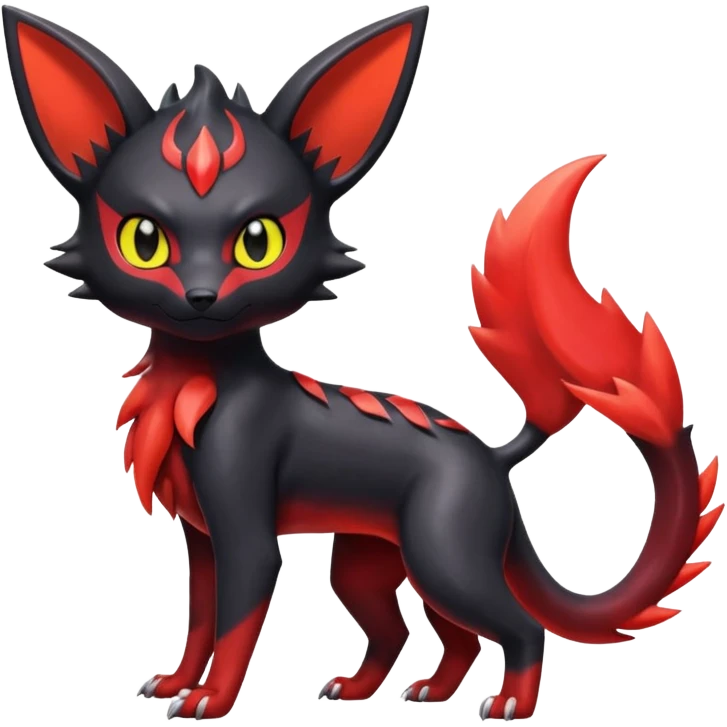  Shiny red iridescent Litten-Umbreon-Salandit-Jolteon-fusion emoji