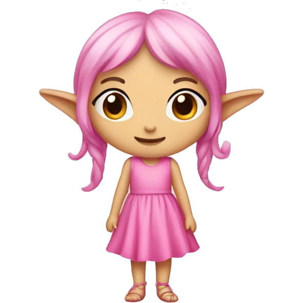 Kleine Elfe, Pinkes Kleid, verschiedene Posen, lockige Haare  emoji