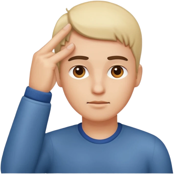 Can you create simple emoji 🤫 similir to this one but finger on the head and loking confident relax focused and concentrated like marcus rashford celebration emoji