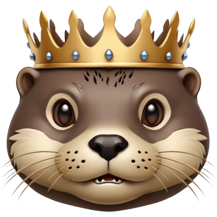 portrait of confused otter face with simple wooden thorny bramble crown, no leaves, no metal, just thorns emoji