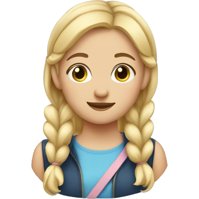Cute girl with to pigtails blonde hair emoji