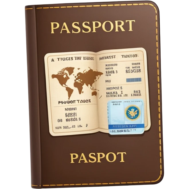 Brown Passport with flight tickets emoji