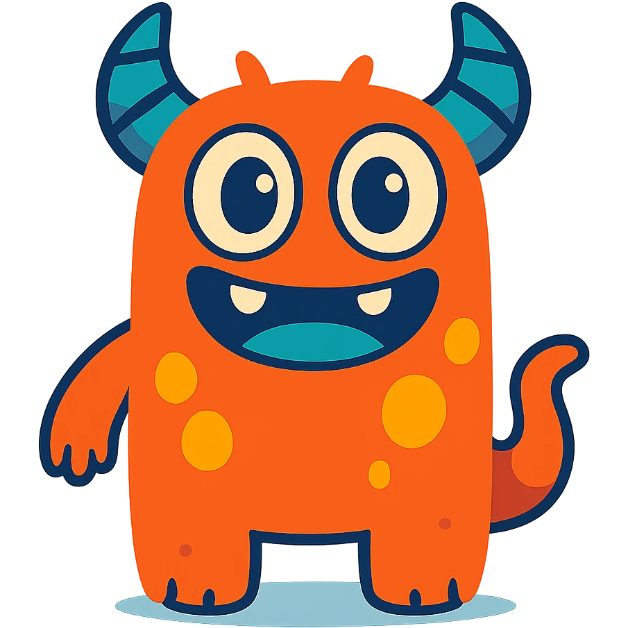 cute cartoon monster with big eyes and a friendly smile, vibrant toon style emoji