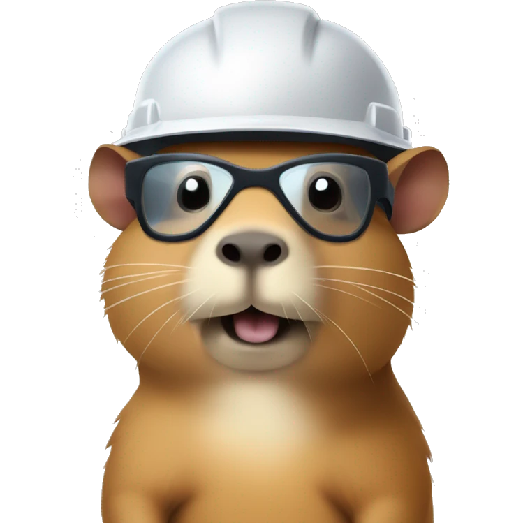 capybara with hardhat and safety  glasses emoji
