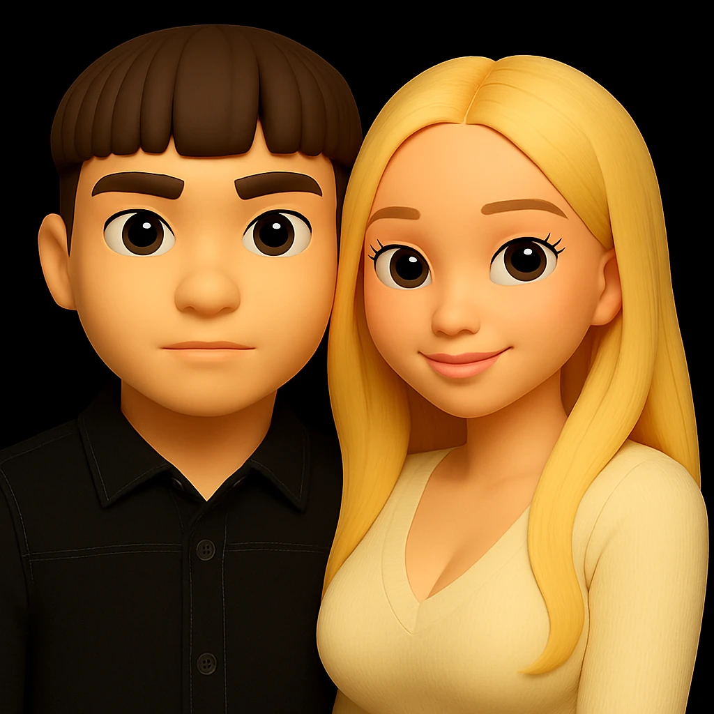 Make the girl's chest slightly bigger while preserving the 3d-emoji style. Keep everything else unchanged. The original style is 3d-emoji, but using the general editor with instructions to maintain the 3d-emoji look. emoji