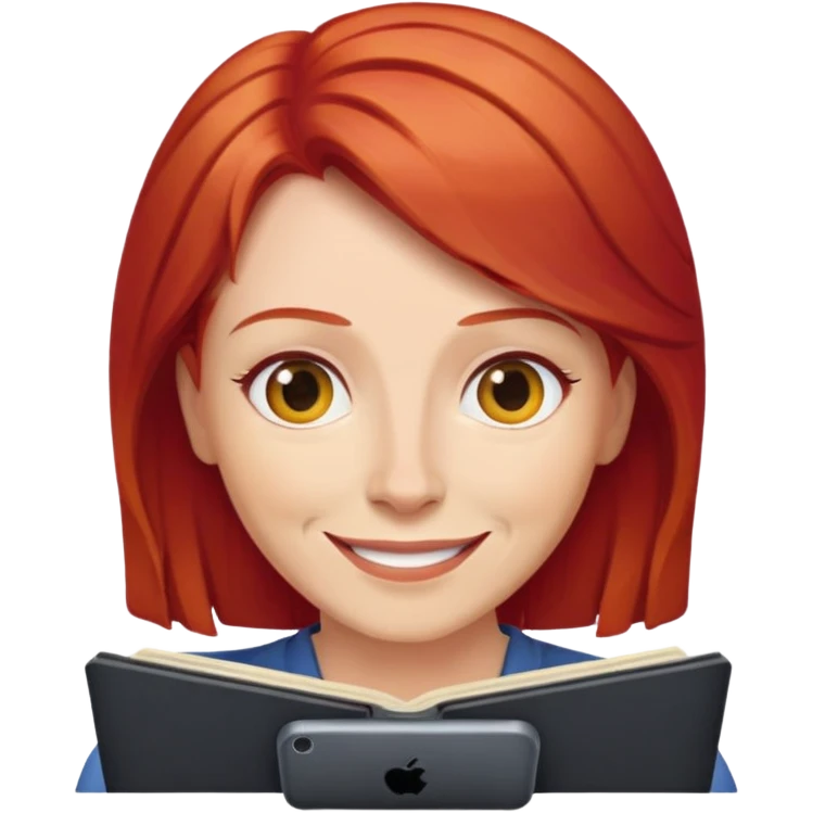 Mom with red hair watching Netflix emoji