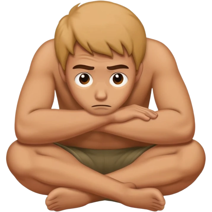Scared human sitting curled up on himself emoji