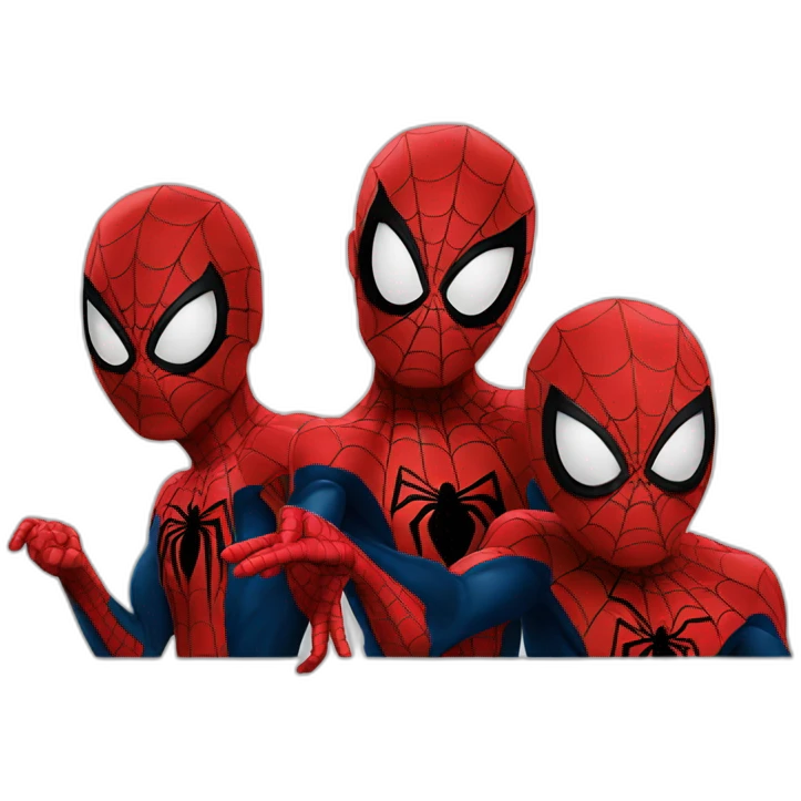 three spidermen pointing to each other emoji