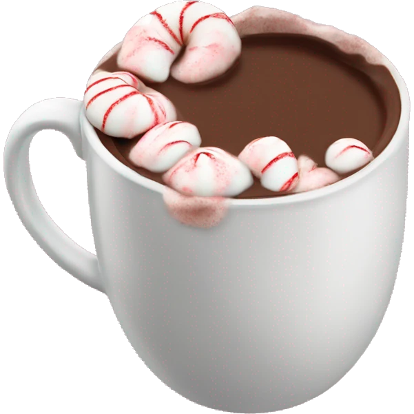 Peppermint hot chocolate with crushed peppermint on the rim emoji