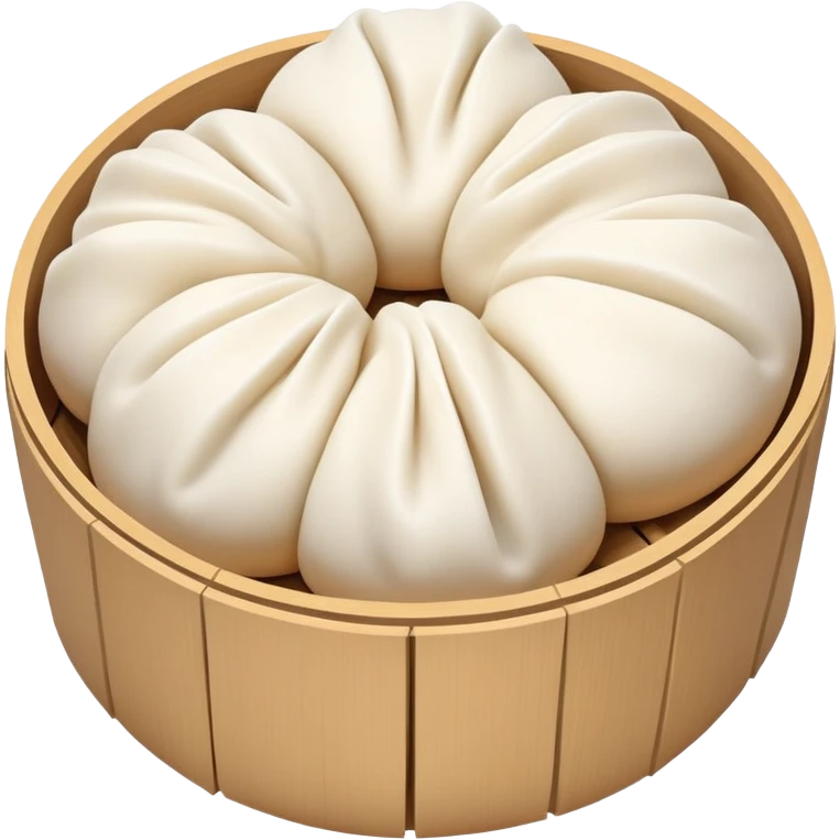 Steamed pork buns Baozi with visible pleated top, simplified emoji style with bold outlines and bright colors, cartoon style Northern Chinese breakfast staple emoji