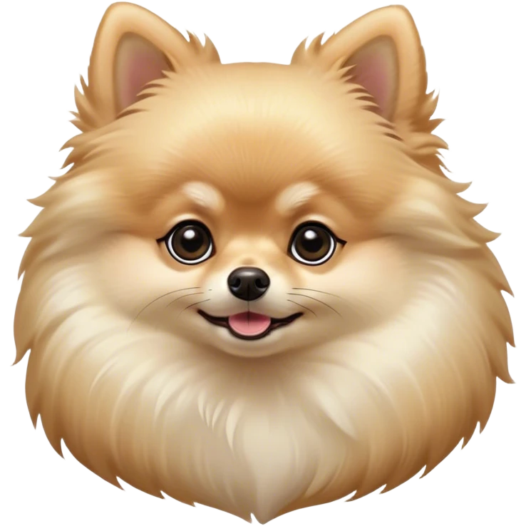 Cinematic Comical Cream Pomeranian Portrait Emoji, Head tilted dramatically with an exaggeratedly shocked or amused expression, featuring a glossy, fluffy cream Fur with a radiant sheen, wide, expressive dark eyes filled with playful disbelief, Simplified yet hilariously expressive features, highly detailed, glowing with a slightly sassy glow, high shine, dramatic yet playful, stylized with an air of cheeky mischief, bright and endearing, soft glowing outline, capturing the essence of a spirited and over-the-top companion, so meme-worthy it feels like it could side-eye its way into internet fame instantly! emoji