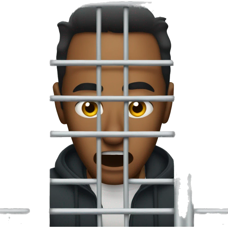 Guy afraid in jail cell emoji