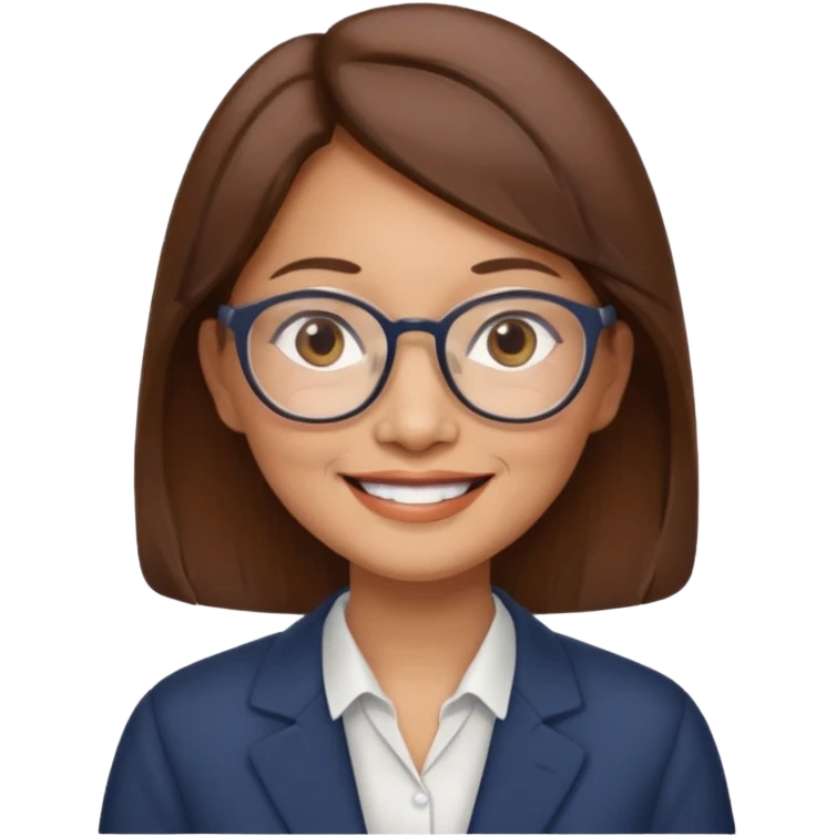 asian female accountant with eyeglasses, round face, brown hair, no tie, 63 years old emoji