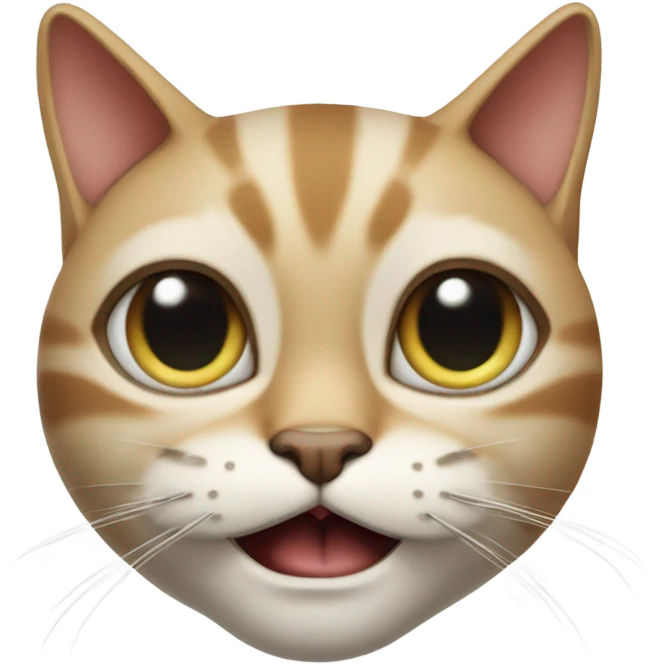 A face that half of the face is a cat face and the other one is a human face emoji