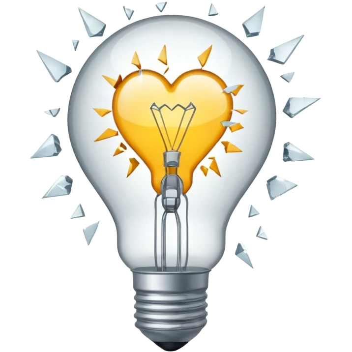 A light bulb broken in half is like a broken heart 💔 emoji