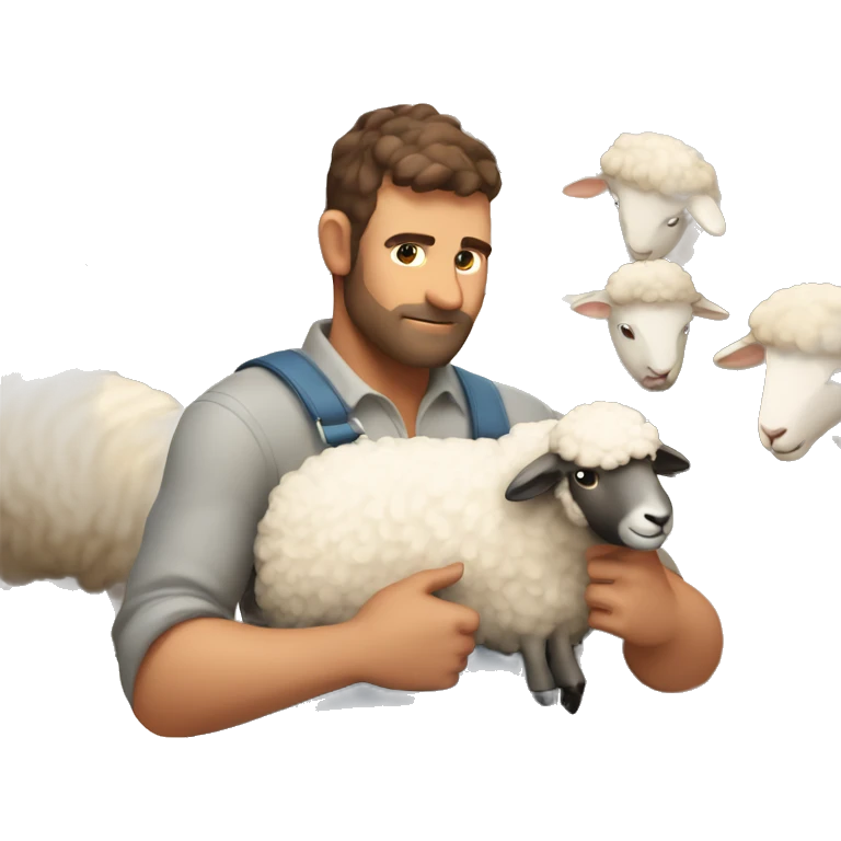 Man shearing sheep emoji