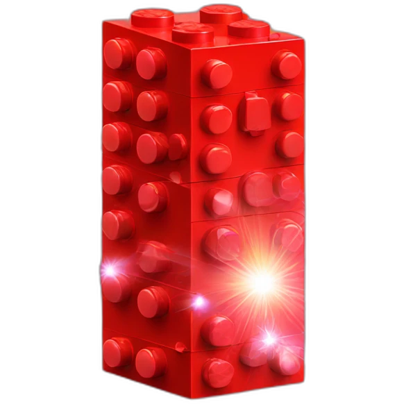 Red LEGO brick with sparkles emoji