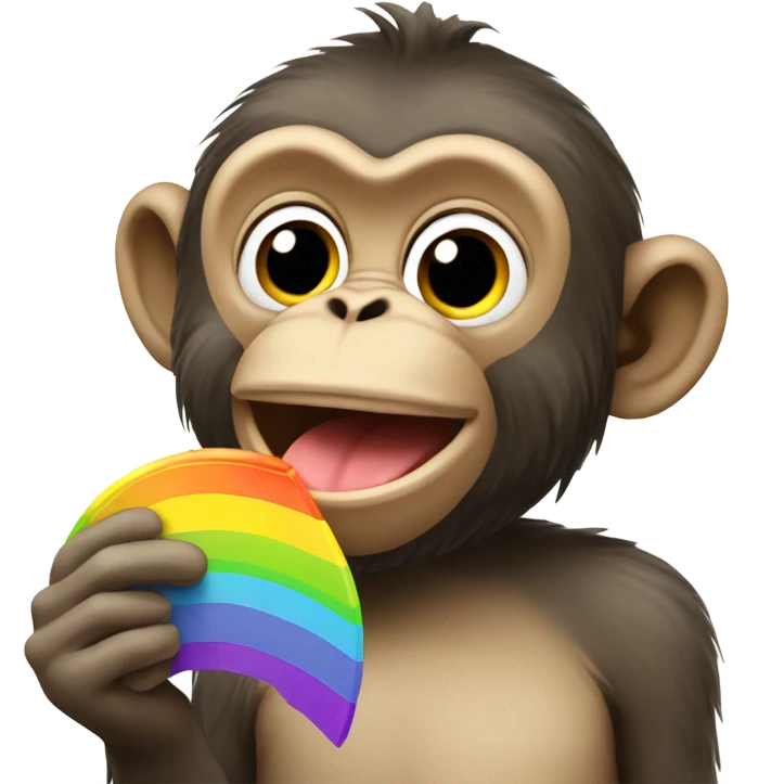 Monkey eating a rainbow emoji