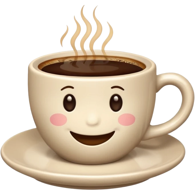 a cute cup of coffee with a smile, without the plate emoji