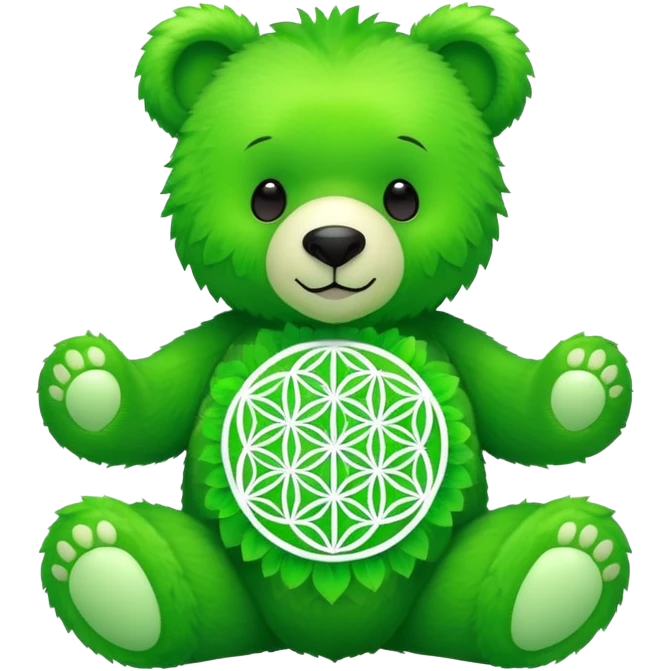 neon green bear with the flower of life on its tummy emoji