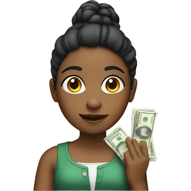 A girl with money emoji
