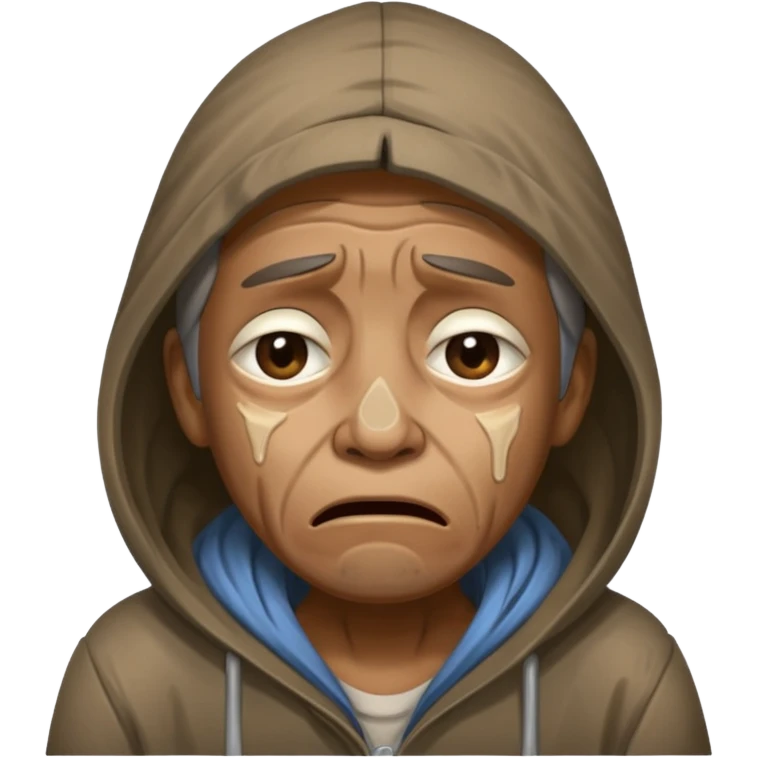 Mendiga chorando muito na rua emoji