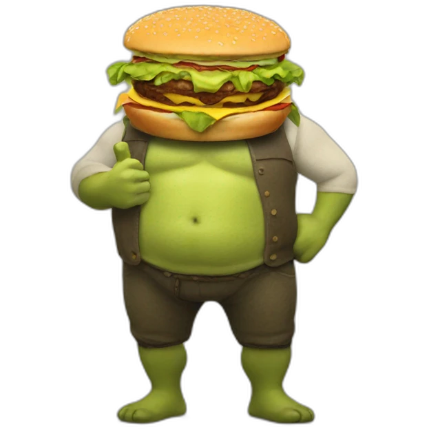 shrek with an burger emoji