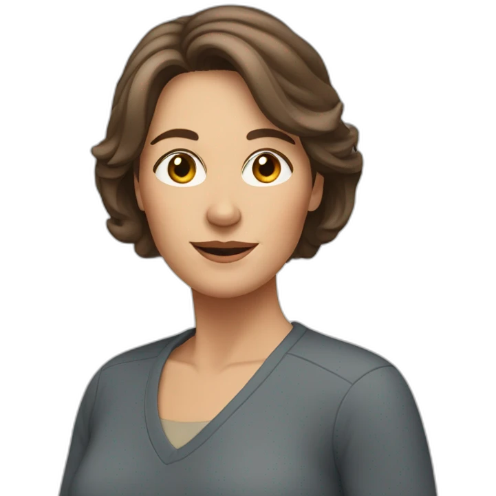 woman in her fifties with brown hair reaching to the shoulder emoji