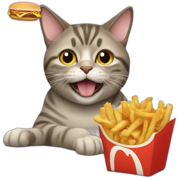 Cat eating fast food emoji