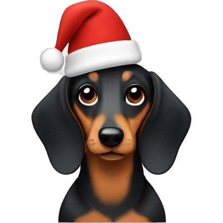 Sausage dog with Christmas hat emoji