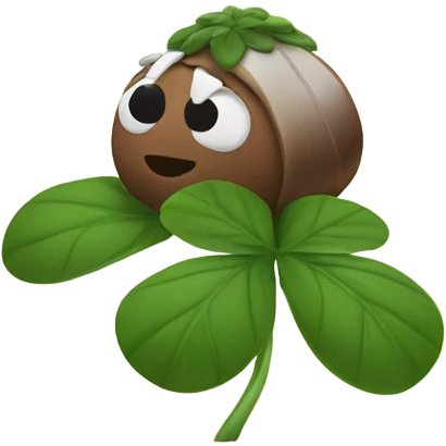 Buckeye with legs stomping on clover emoji