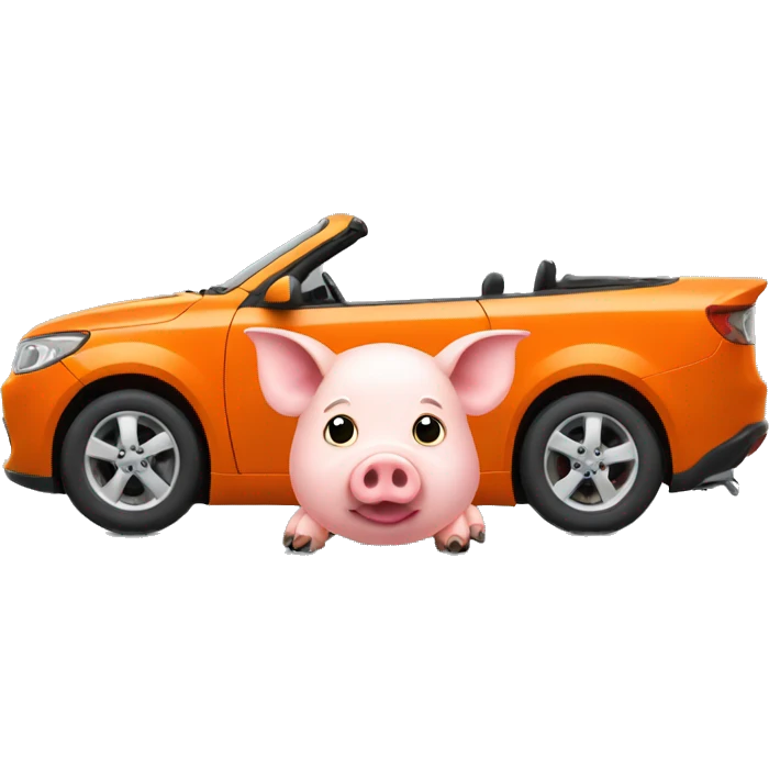 Pig driving orange car emoji