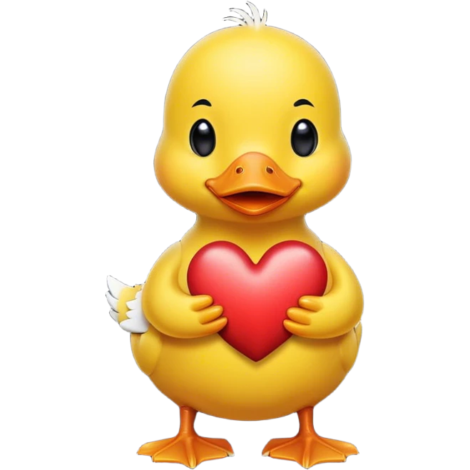 Yellow duck holding a heart emoji