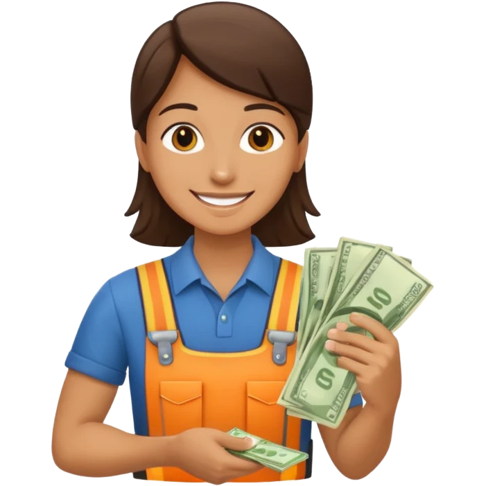 landscaping company employee with money emoji