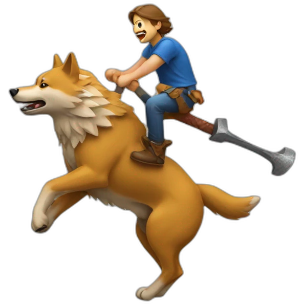 a hammer riding a wolf emoji
