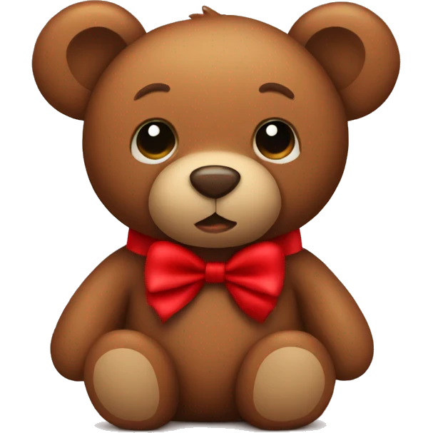 brown teddy bear with the red bow emoji