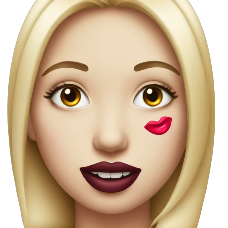 Smiley face with a lipstick and makeup emoji