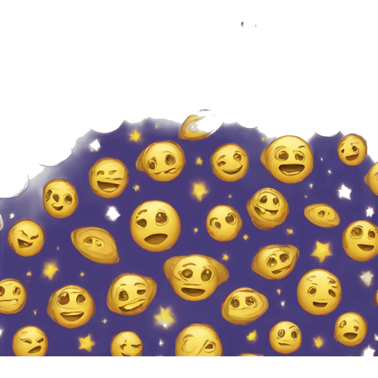 Person wearing t shirt filled with golden galaxies emoji