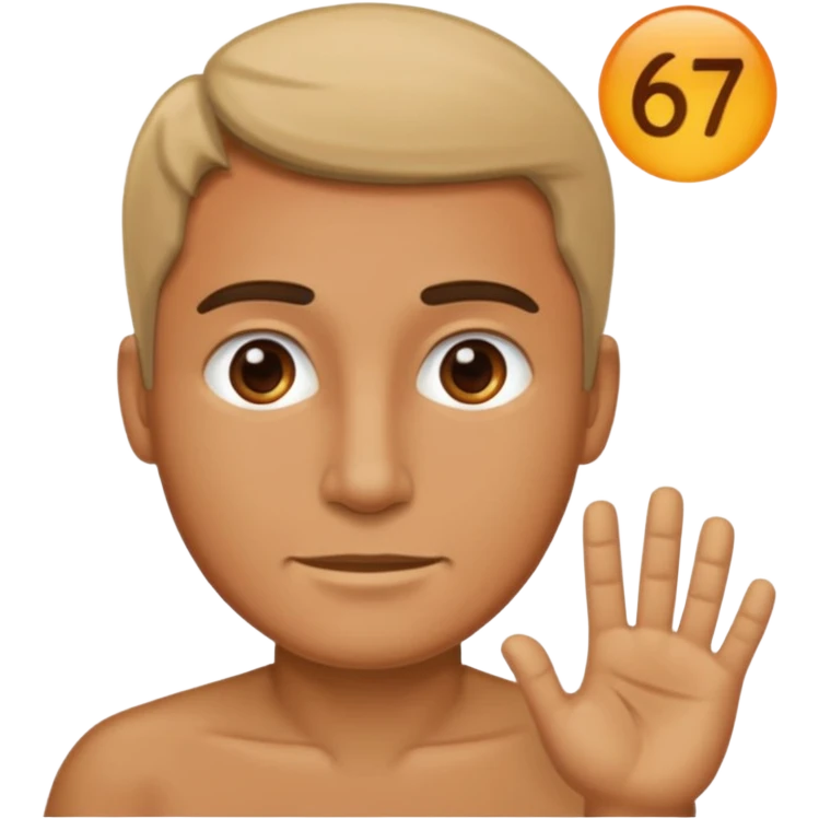 A man saying 6 7 emoji