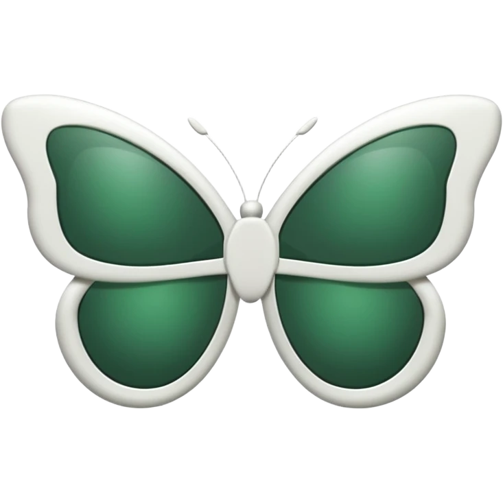 white frame sunglasses folded sideways, visible lenses and temples, butterfly shape, dark green lenses, emoji style emoji